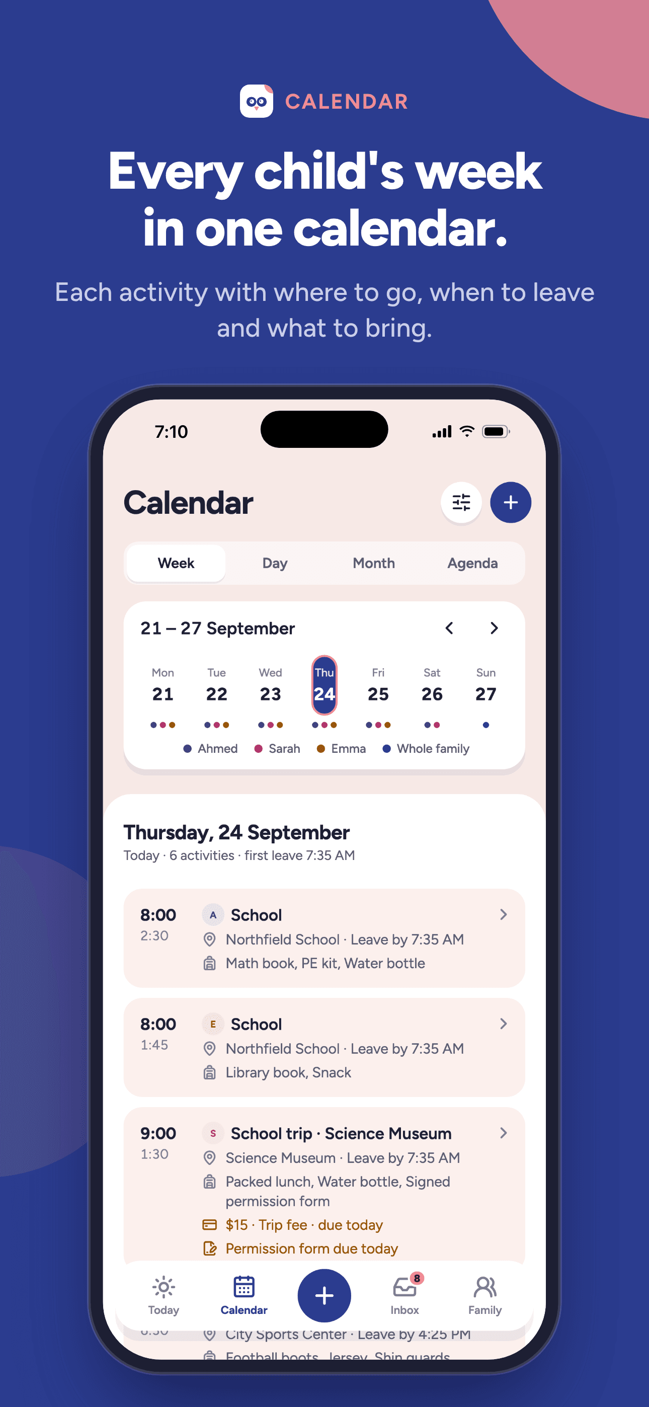 Calendar: Every child's week in one calendar.